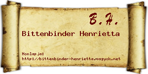 Bittenbinder Henrietta névjegykártya